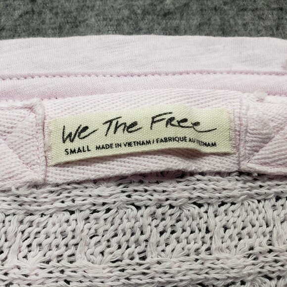 Free People We The Free Thein’s Hacci Top Pink Off Shoulder Long Sleeve Sz Small - Picture 7 of 8